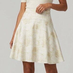 White and Gold Flared Midi Skirt Onyx Nite Dressy Womens Circle Skirts Size 8